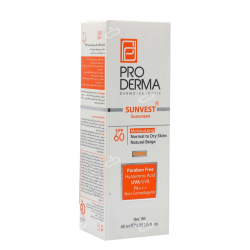 پرودرما-کرم ضدافتاب رنگی و مرطوب کننده spf60 پوست معمولی و خشک  بژ طبیعی
